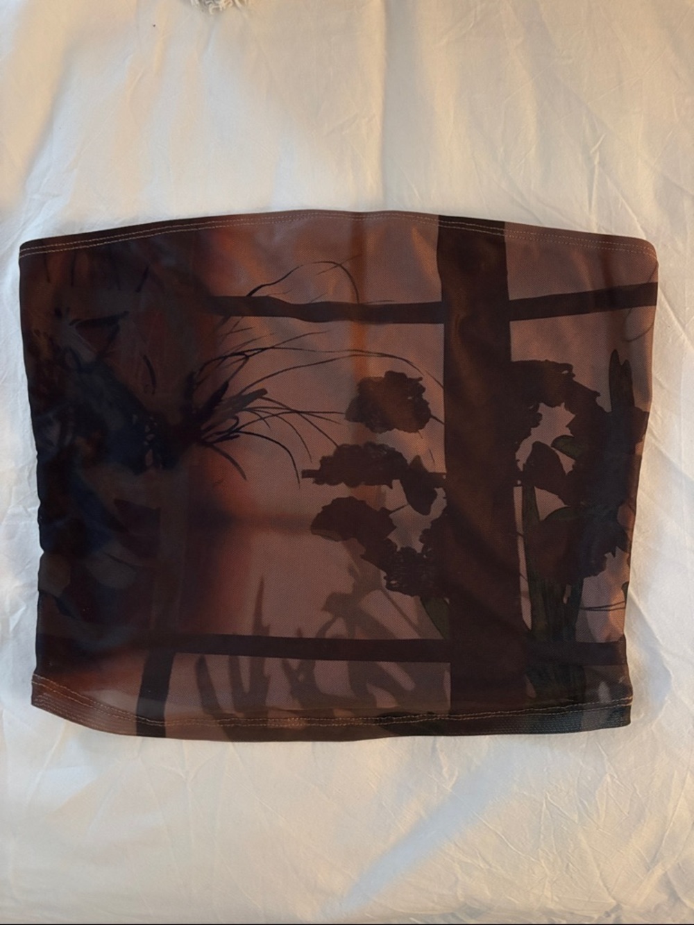 Motel Rocks Brown Sheer Strapless Tube Top